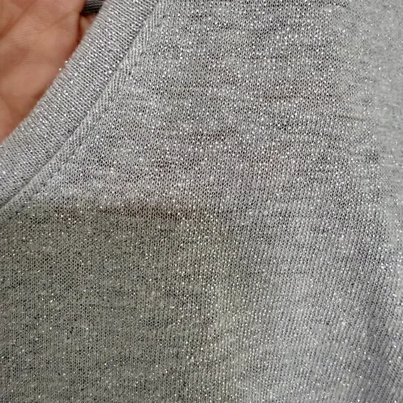 Banana Republic Metallic Silver Linen blend T-shirt Large - Picture 8 of 8